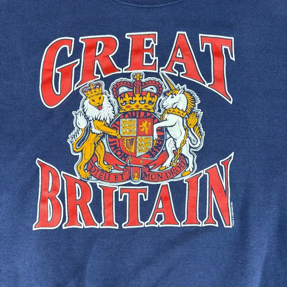 Vintage Savvy Heavyweight Crewneck Sweatshirt Mens XL Great Britain Royal Coat - Picture 2 of 9